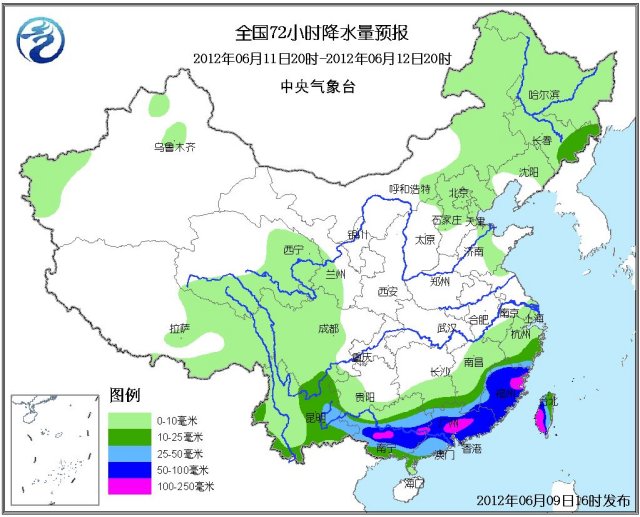 72小時(shí)天氣預(yù)報(bào)降水分布圖