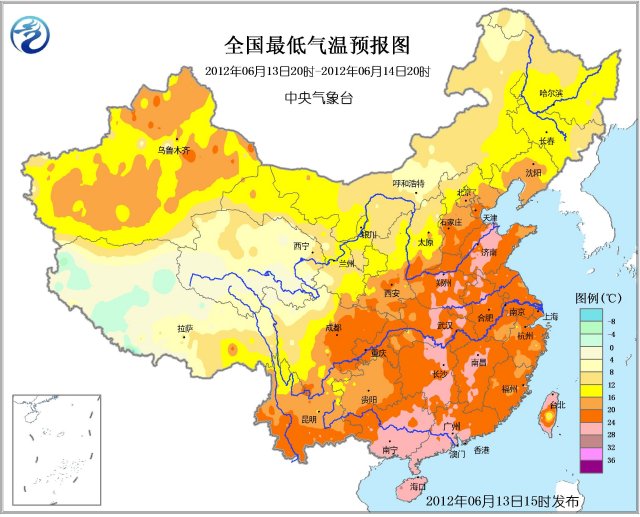 今日全國最低氣溫預報圖
