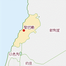 黎巴嫩國(guó)土面積示意圖