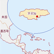 牙買(mǎi)加國(guó)土面積示意圖