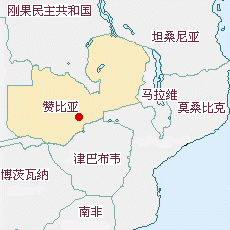 贊比亞國土面積示意圖